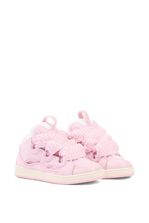 Sneakers in pelle e tessuto rosa LANVIN KIDS | N3046544F